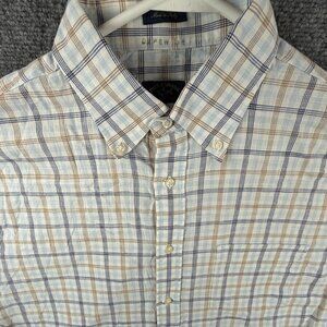 Paul Shark Italy XL Button Up Shirt Men Long Sleeve Cotton Breathable Plaid